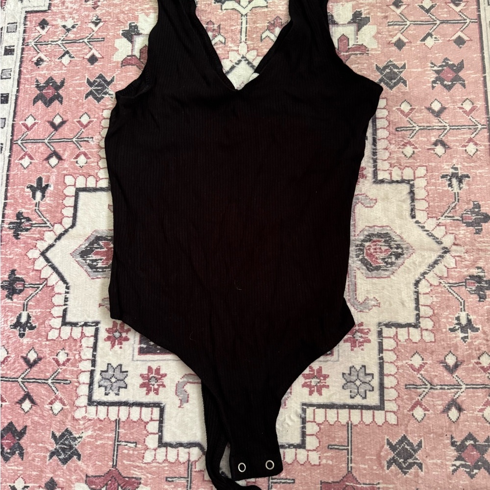 Garage Black Bodysuit One Piece V-Neck